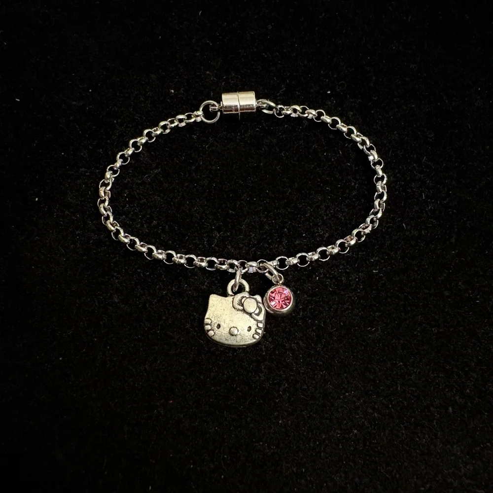 Girls Hello Kitty chain Bracelet with Pink Rhinestone charm